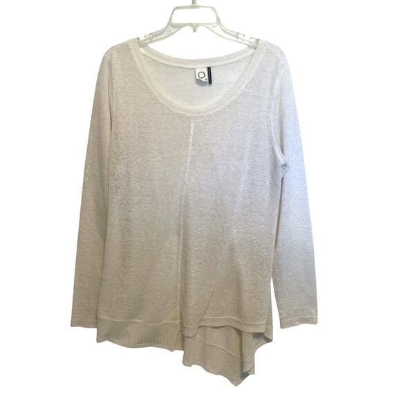Anthropologie Akemi + Kin Ezri Asymmetrical Tunic Womens Large Ivory Burnout Top - Picture 2 of 9